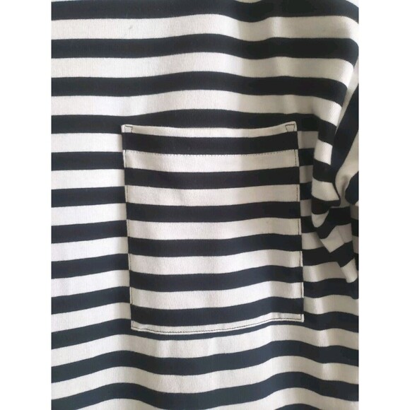 LRL Dress Womens Medium Black White Striped Gold Buttons Nautical 100% Cotton - Picture 3 of 8